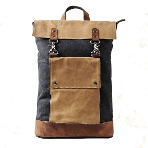 KP3  VINTAGE TAR III™ Rucksack Canvas mit Leder Damen / Herren  - dunkelgrau 17"